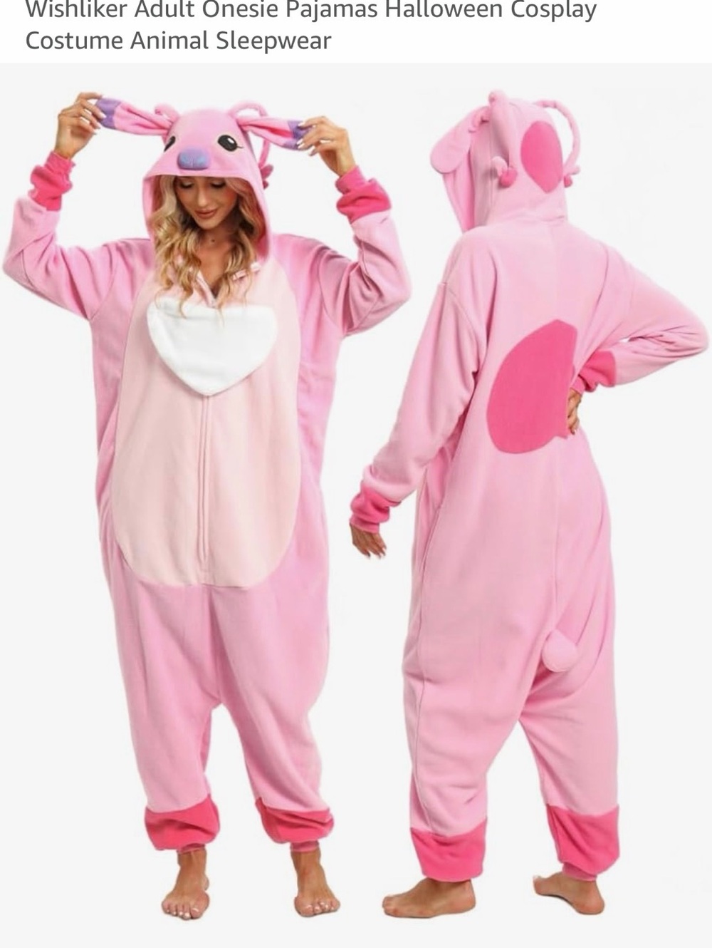 Angel from stitch One-Piece Hooded Pajama with Heart - Picture 4 of 4